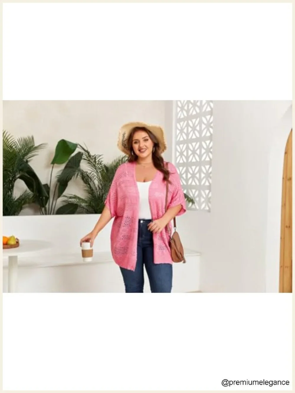 Plus Size Crochet Cardigan Kimono Boho Short Sleeve Oversized Summer Open Front